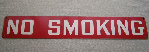 Vintage red white metal 24&#034; no smoking sign rivets for sale