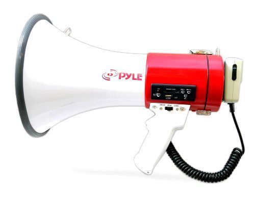 Pyle pmp57lia megaphone bullhorn, built-in rechargeable battery, usb flash/sd me for sale