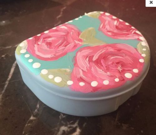 HandPainted Lilly Pulitzer Inspired Retainer Invisalign Denture Mouthguard Case