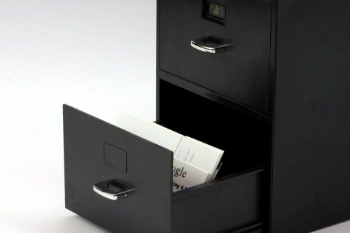 Miniature File Cabinet for Business Cards with Built-in Digital Clock PI-9617