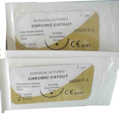 2 SURGICAL SUTURES CHROMIC CAT GUT EMERGENCY FIRST AID SURVIVAL TACTICAL #300C