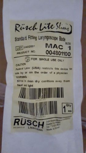 Qty/50 New Rusch Lite Slim Mac 1 Laryngoscope Disposable Blade REF# 004801100