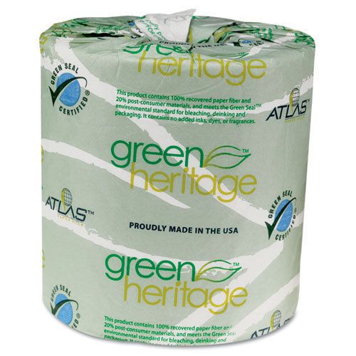 Atlas Paper Mills Green Heritage Bathroom Tissue, 2-Ply, 500 Sheets, White, 96 p