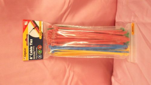 8&#034; INCH CABLE TIES MULTI COLORED 75LBS TENSILE STREGNTH  100PCS PER PACK
