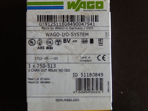 WAGO I/O System 2 Channel Out Relay NO ISO 750-513. NIB