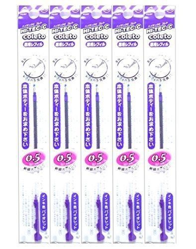 1 X Pilot Hi-Tec-C Coleto Gel Ink Pen Refill 0.5mm, 5 Set Violet (Japan Import)