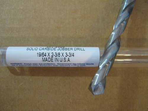 19/64&#034; (.2969) jobber (std) carbide 25 deg helix 118 deg split pt drill &#034;new&#034; for sale