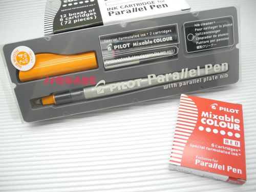 Pilot 2.4mm Parallel Plate Nib Calligraphy Pen Set + 6 Red Cartridges