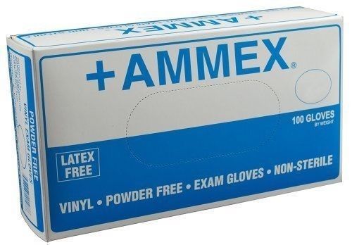 2 BOXES Ammex VPF62100 Vinyl Glove, Medical Exam, Latex Free, Powder Free, Small
