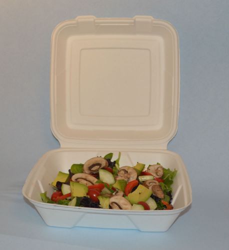 FOOD CONTAINERS SUGARCANE TO GO 9&#034; x 9&#034; x 3&#034;/ONE COMP/CASE 200 BIODEGRADABLE