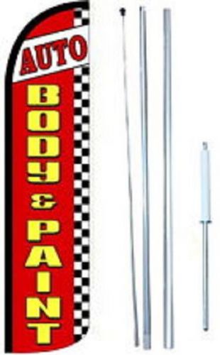 Auto Body and Paint Windless  Swooper Flag With Complete Hybrid Pole set