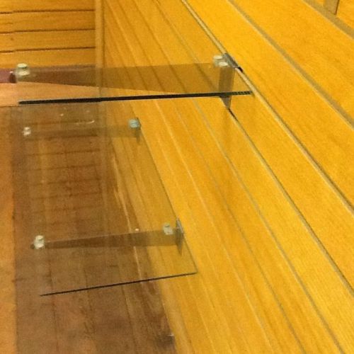 Lot of 5 Retail Glass shelves, slatwall, display - 30&#034; x 12&#034; x 1/4&#034; - used