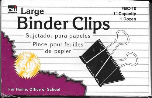 New in Box CLI Binder Clips, 2&#034; wide, 1&#034; capacity, 12 count #BC-10