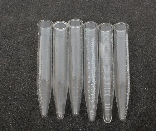 Lot of 6 assorted corning pyrex and kimax 15 ml graduated centrifuge tubes for sale