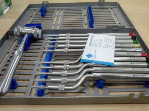 Sinus lift kit osteotome set of 12 concave tip mead mallet &amp; sterile box dental for sale