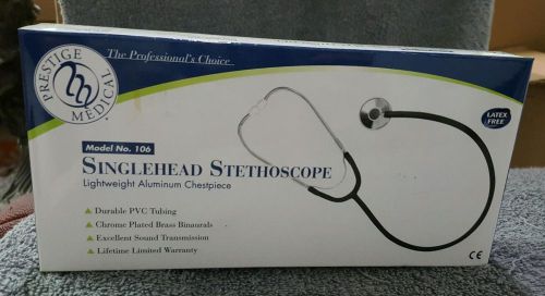 Prestige medical singlehead black stethoscope latex free NIB model # 106
