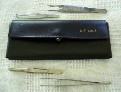 VINTAGE 1968 BIO LAB DISSECT KIT No. 1 CASE W/ 5 TOOLS and  FOUR EXTRA TWEEZERS