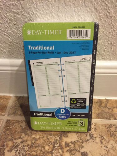 Traditional Black Tabs 2017 Planner Refill 1 Page Per Day Size 3 Day-Timer Daily