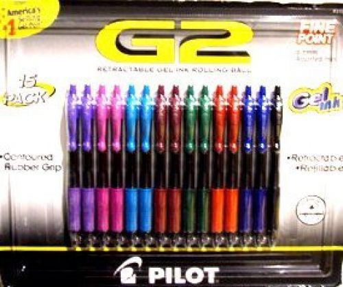 Pilot G2 Retractable Gel Ink Rolling Ball(15 packs)