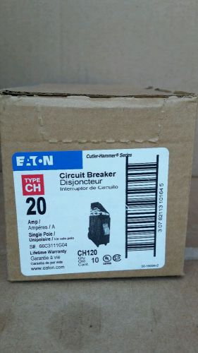 New box of 10 EATON CUTLER HAMMER circuit breaker CH120 20 Amp single pole