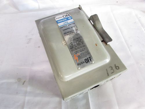 GOULD ITE JN422 SAFETY SWITCH GENERAL DUTY 60A 240V 3PH 7 1/2 -15HP **XLNT**