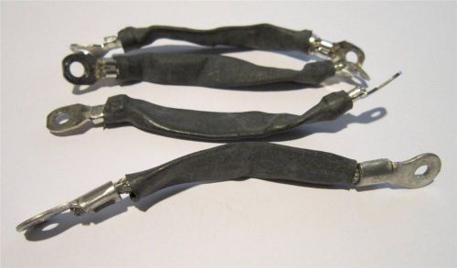 FOUR 4-1/2&#034; TINNED COPPER BRAIDED GROUND STRAPS (4) WITH TERMAINAL  ENDS