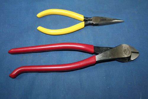 Klein d248-9st high-leverage side cutting pliers &amp; d203-6 long-nose needle nose for sale