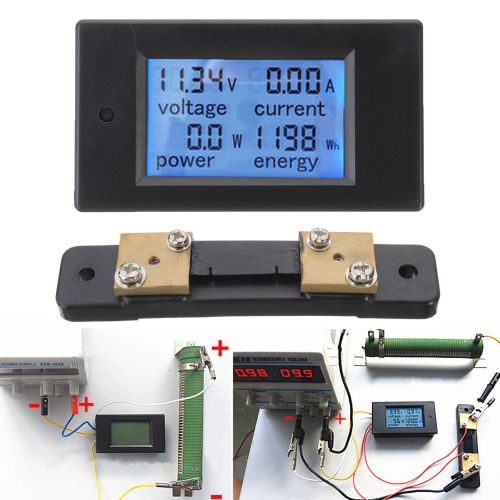 4 In 1 100A DC Digital Power Meter Monitor Energy Voltmeter Ammeter + 50A Shunt