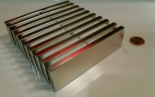 Huge Neodymium Block Magnet. Super Strong Rare Earth N52 grade 4 x 1-1/8  x 1/4