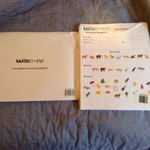NEW Wisc-IV Response booklet 2 Cancellation And Scoring Template. Free Ship!!
