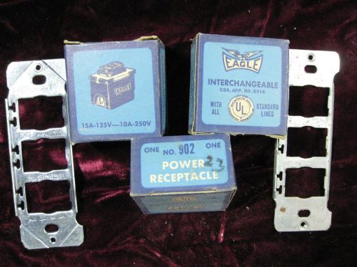 Lot of 3 Eagle No. 902 Interchangeable Power Receptacles, with brackets