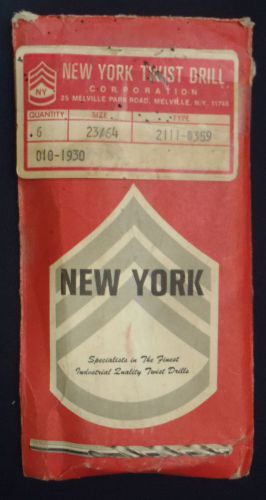 23/64ths fractional drill bit pack new york twist drill high speed 3 unused bits for sale