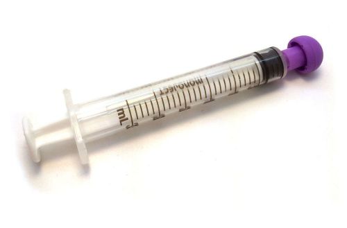 3ml  oral syringes with end caps - 50 white syringes 50 purple caps (no needles) for sale