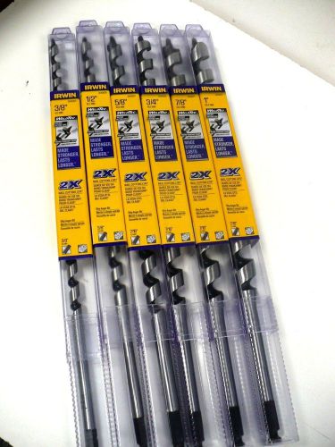 6 irwin weldtec auger bits 17&#034; long 3/8&#034;,1/2,5/8&#034;,3/4&#034; 7/8&#034; &amp; 1&#034; - free shipping for sale