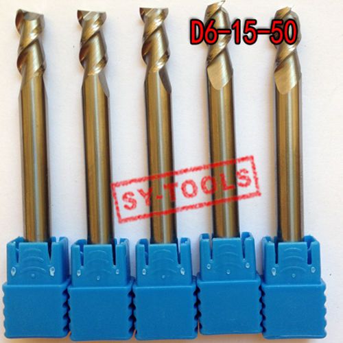 1pc D6*D6*15*50 2 flutes HRC50 Endmills for Aluminum CNC router bit cutters