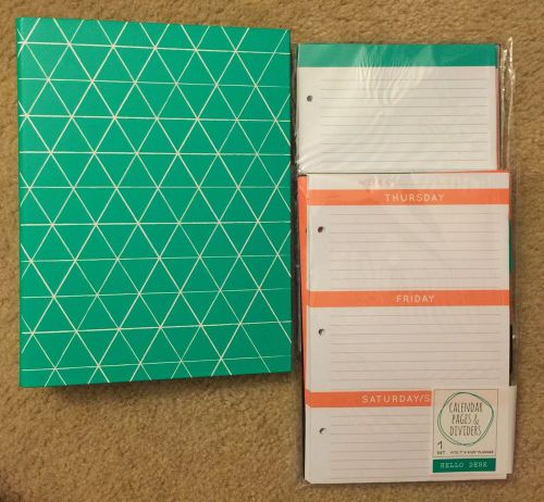 Target One Spot GREEN GEO MINI BINDER PLANNER WEEKLY CALENDAR INSERTS LOT