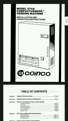 Coinco CT 48  Soda Vending Machine Owners Manual