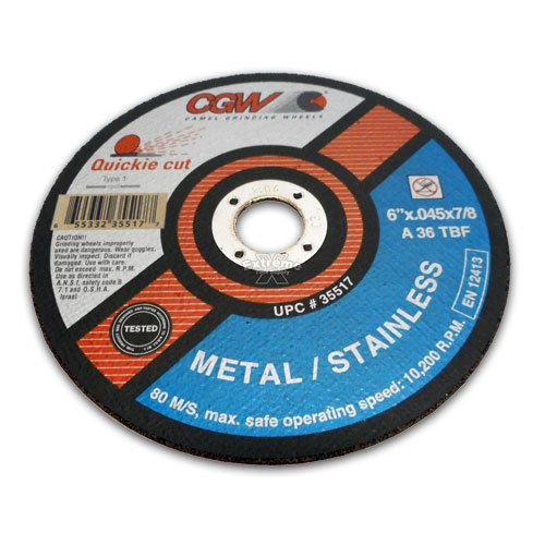CGW 6&#034; x .045 x 7/8&#034; Cut Off Wheels ZA36 Quickie-Cut Type 1 Metal-Stainless 25pc