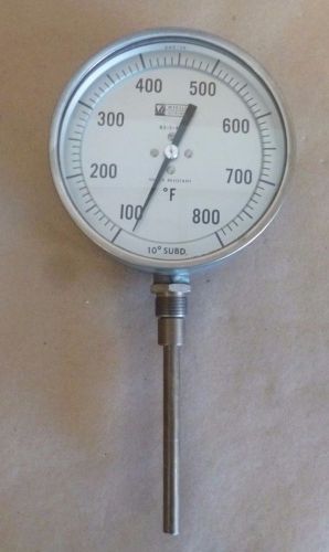 Weskler bi-metal 5&#034; face stainless steel thermometer 100 - 800 deg f. shock res for sale