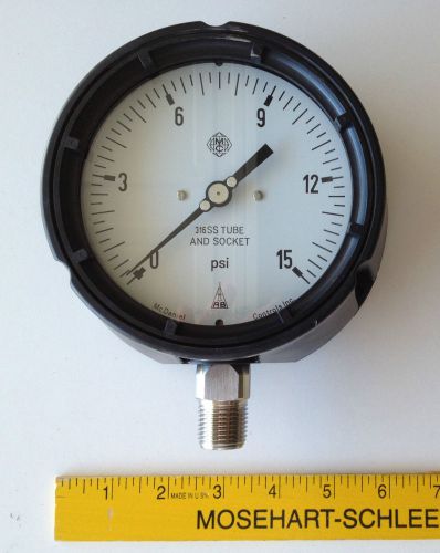 NEW McDaniel 4” 316 Stainless Steel Pressure Gauge 0-15 PSI 1/2&#034; Bottom Connect