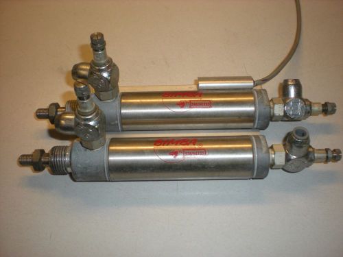 Lot of (2) Bimba Air Cylinders with Flow Controllers - 2&#034; Stroke - Test OK
