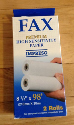 Two Rolls Impreso High Sensitivity Fax Paper-7/16&#034; Core, 8-1/2&#034; Wide, 98&#039; Long