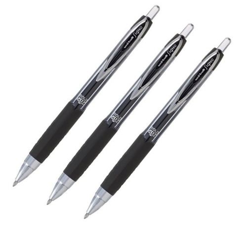 uni-ball signo 207 Retractable Gel Pens, Bold 1.0mm, Black Ink, 3 pens total