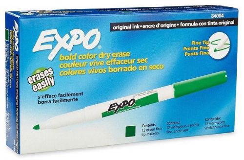 (12) expo bold color green fine tip dry erase markers 84004 for sale
