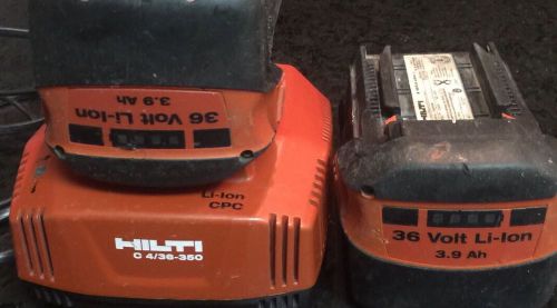 HILTI (2) 36V/3.9A/h Lithium Ion Batteries With Charger Included Works Great