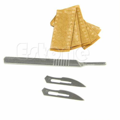 1pc #4 handle + 10x #23 carbon steel scalpel surgical blades circuit board pcb for sale