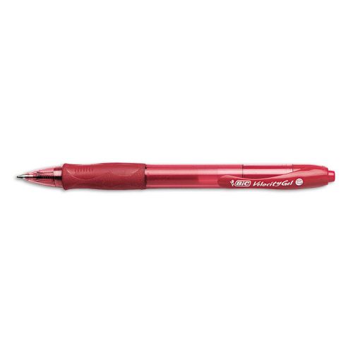 &#034;BIC Velocity Roller Ball Retractable Gel Pen, Red Ink, .7mm, Medium, Dozen&#034;