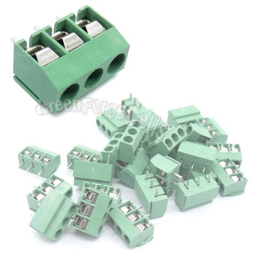 100 pcs 126-3p 3 pin 5.0mm pitch pcb screw terminal block connector 3 positions for sale