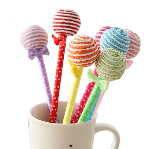 Trendy Cute Point Pen Telescopic Lollipop Candy Stationery Ballpoint Pens HFCA
