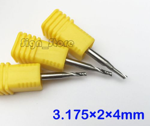 10pc aluminium cutting single flute cnc router milling bits 1/8&#034; ced 2mm cel 4mm for sale